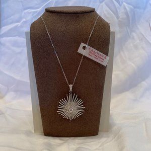 Charlene K Sterling Silver Chain with Cubic Zirconium Flower Pendant NEW